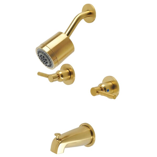 Tub and Shower Faucet, Brushed Brass, Wall Mount
